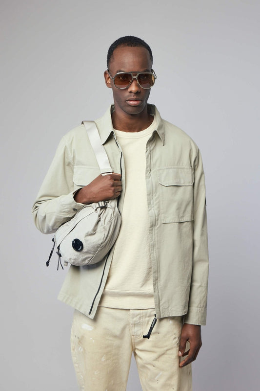 Organic Gabardine Hidden Zip Lens Overshirt