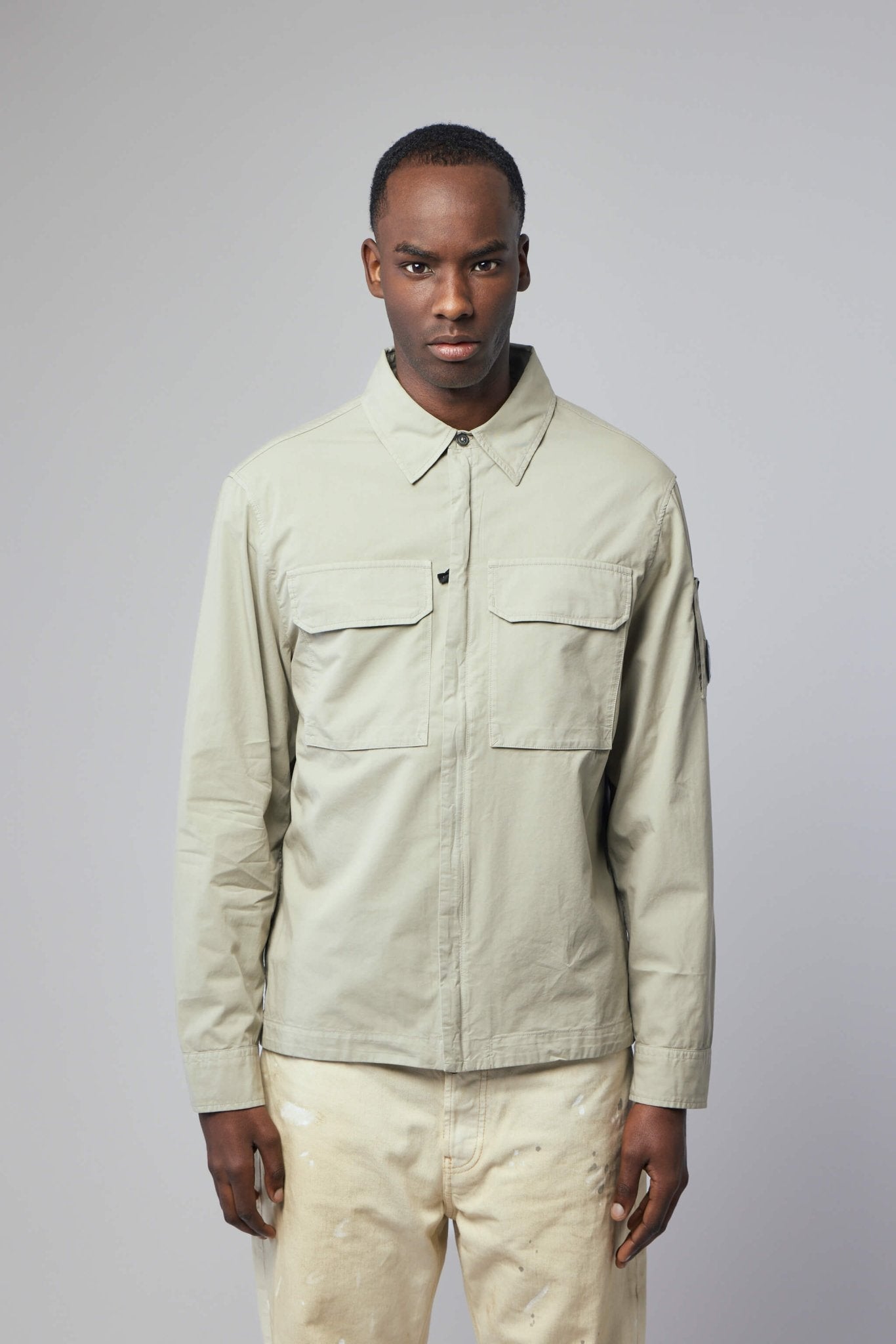Organic Gabardine Hidden Zip Lens Overshirt
