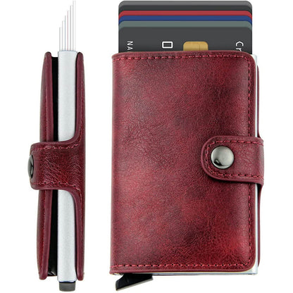 Credit Card Holder RFID Blocking Genuine Leather Vintage Aluminum Business Wallet