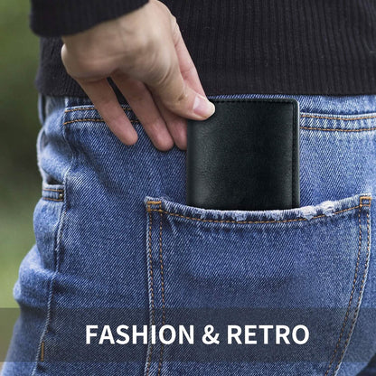 Credit Card Holder RFID Blocking Genuine Leather Vintage Aluminum Business Wallet