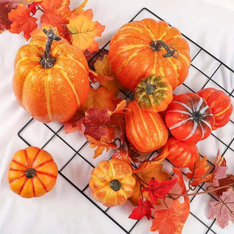 10-Piece Artificial Pumpkin Set - Assorted Sizes