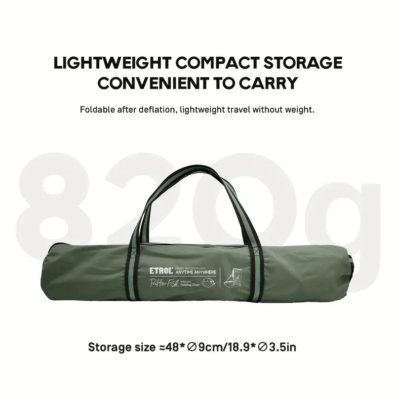 Portable Inflatable Folding Chair - Dark Gray Nylon, Camping Essential