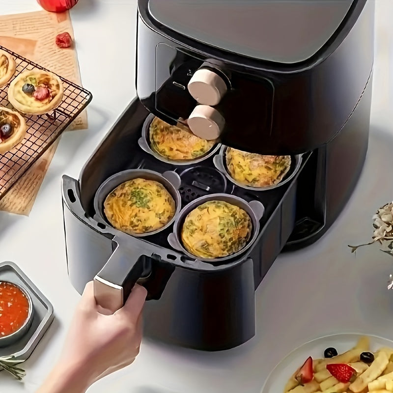 6pcs Black Silicone Air Fryer Baking Cups Non-Stick Kitchen Molds