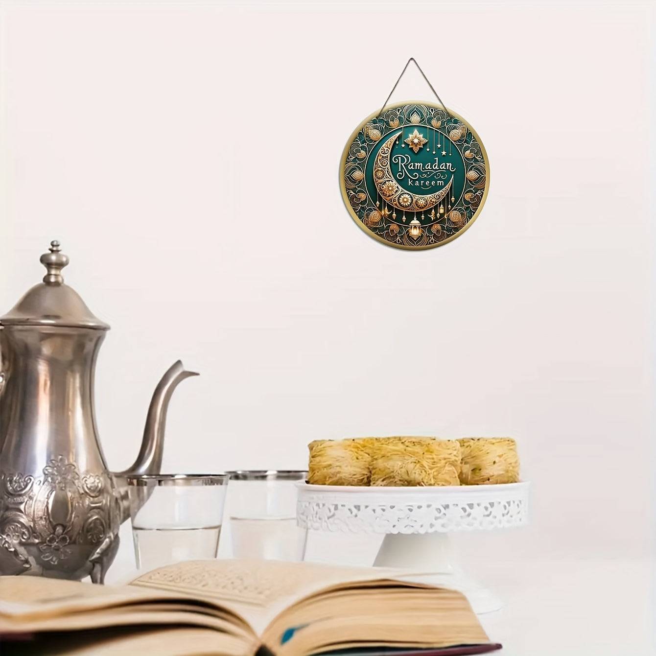 Glam Style Ramadan Kareem Wood Wreath Decoration