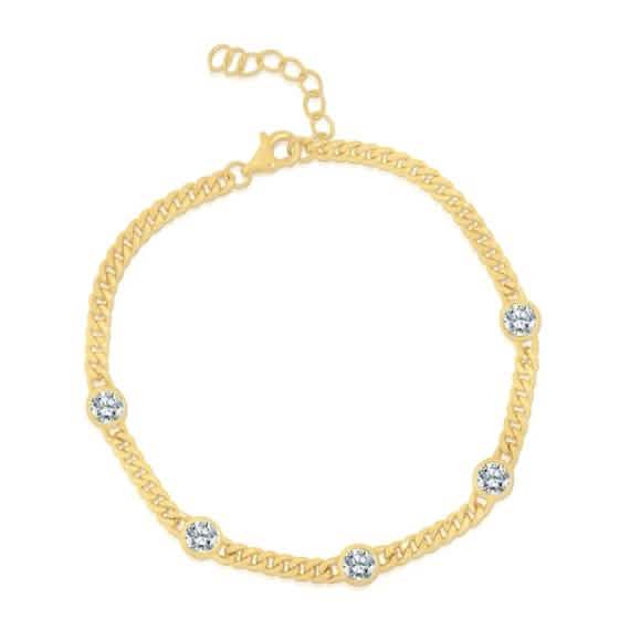 Dainty Bezel and Curb Bracelet