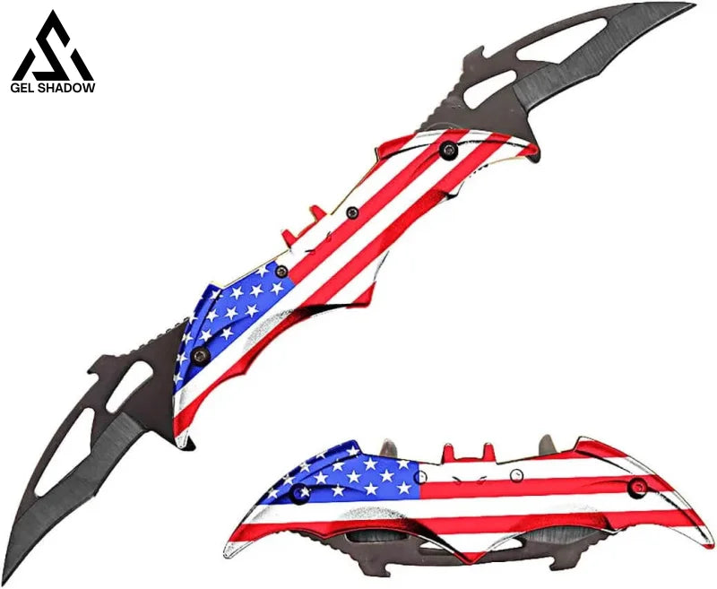 Dark Bat Knight Double Blade Folding Pocket Knife-GS39