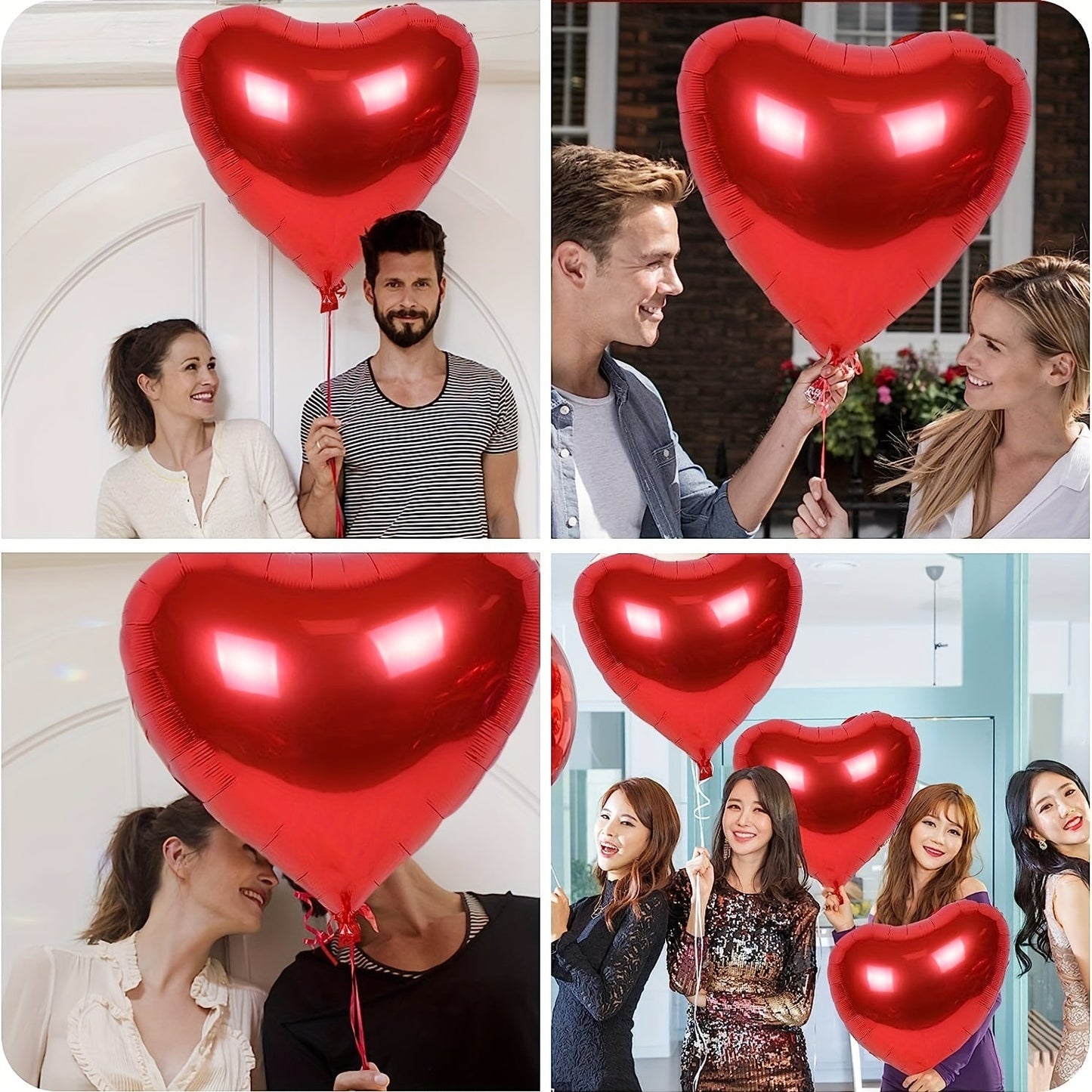 4pcs Large Red Heart Balloons Valentine's Decor