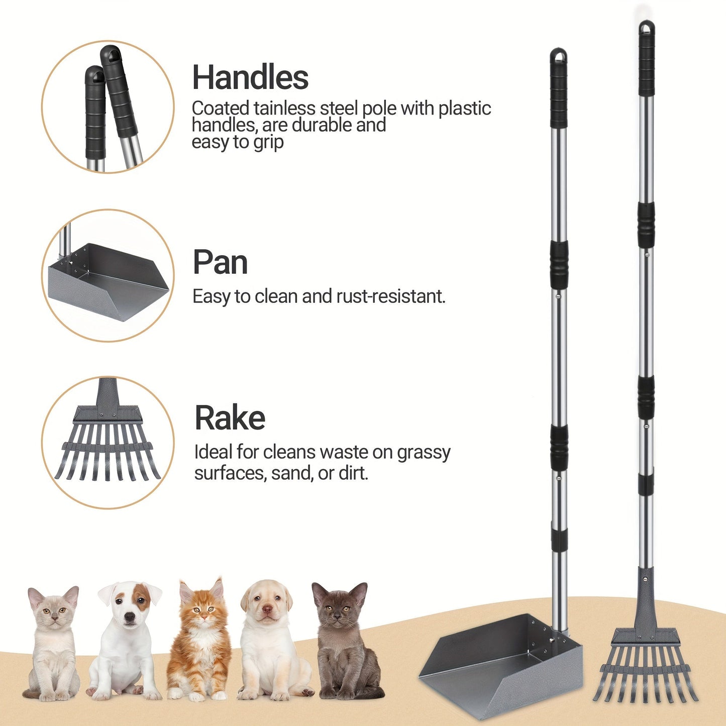 Dog Pooper Stainless Steel Scooper Set