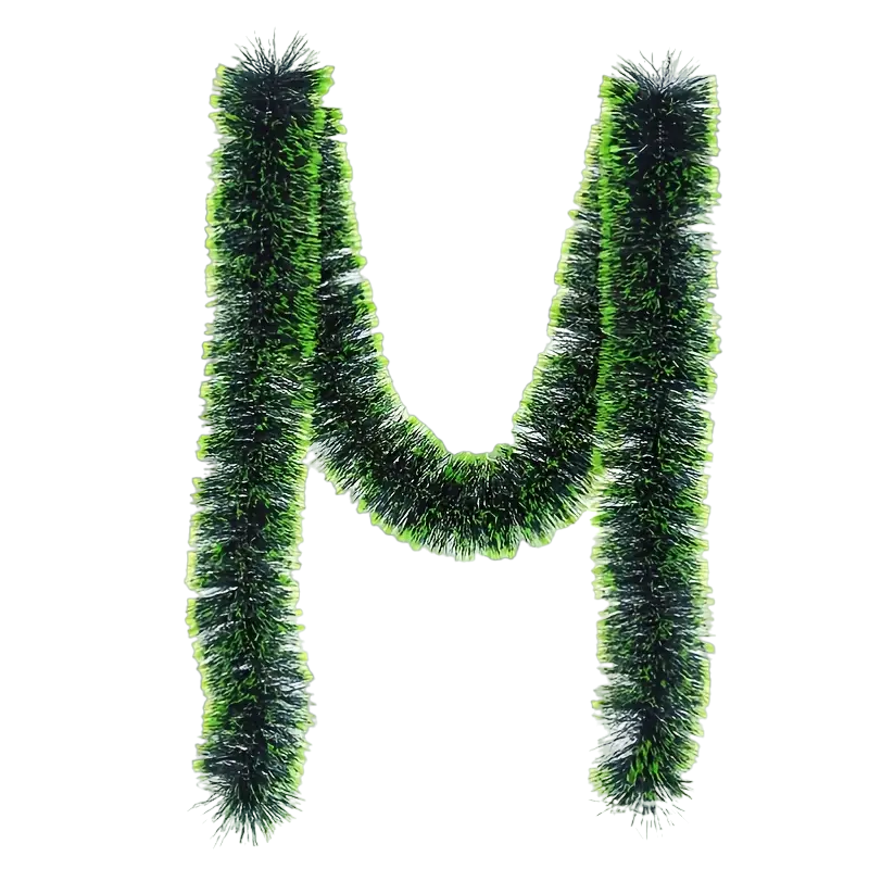 Snowflake Rattan Christmas Decoration Strip - 6.56ft Dark Green with White Edge