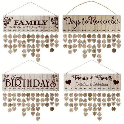 DIY Wooden Family Birthday Board Hanging Sign Pendant