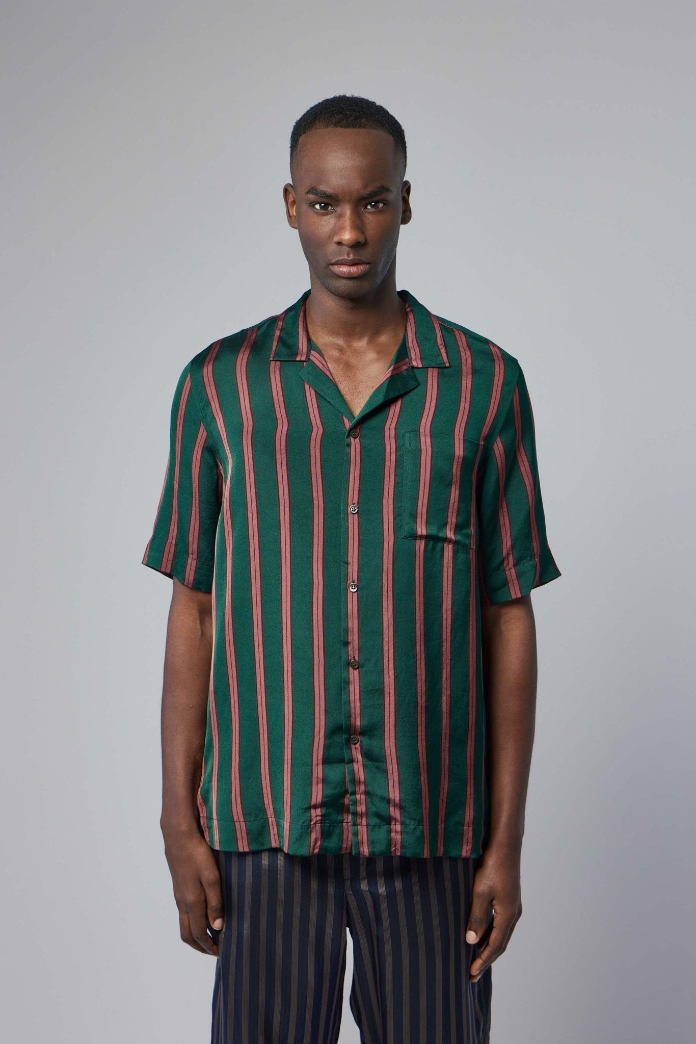 Fluid Striped Viscose Silk Shirt