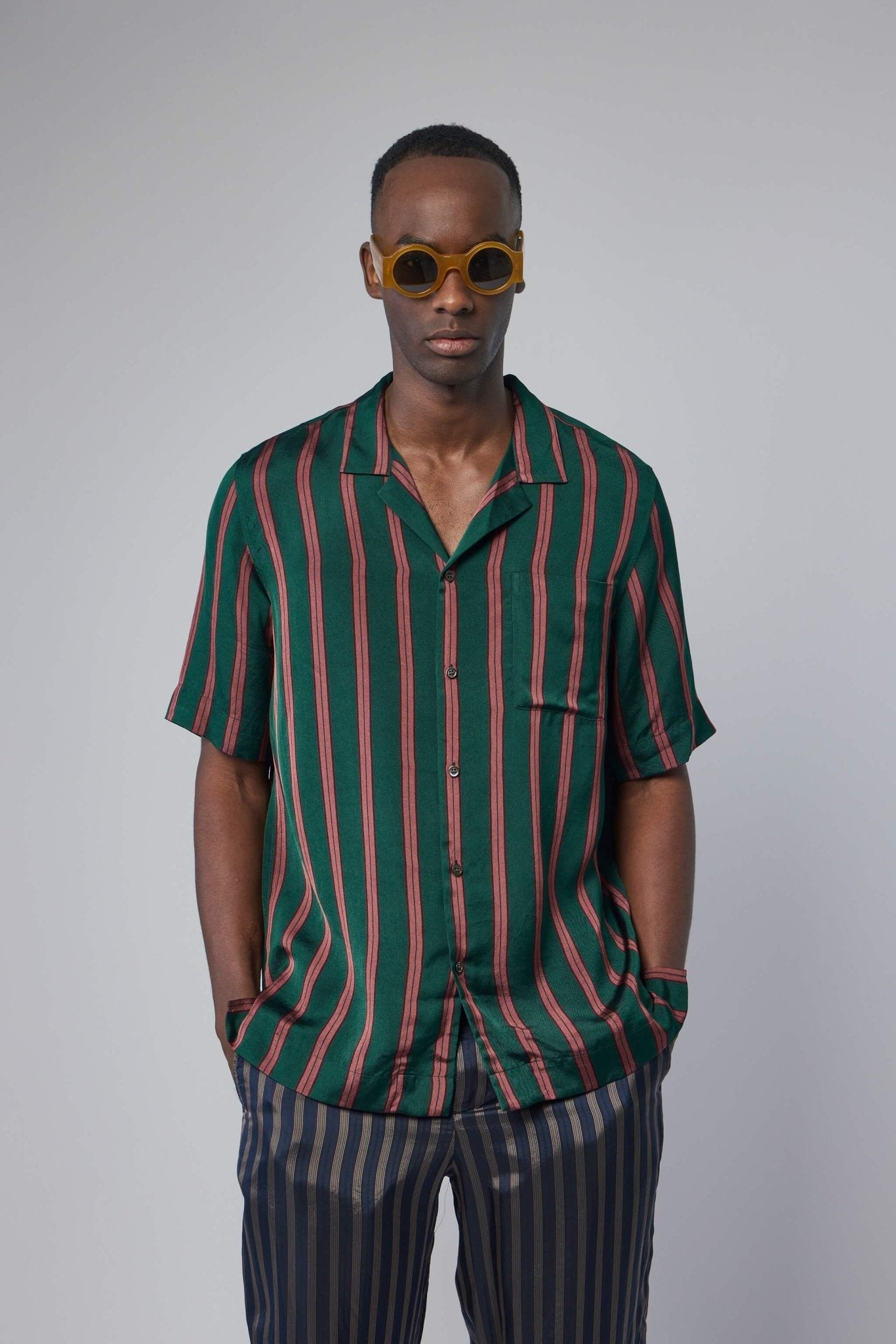 Fluid Striped Viscose Silk Shirt