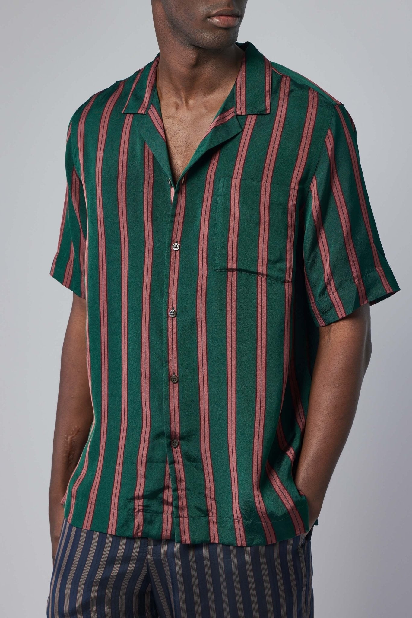 Fluid Striped Viscose Silk Shirt