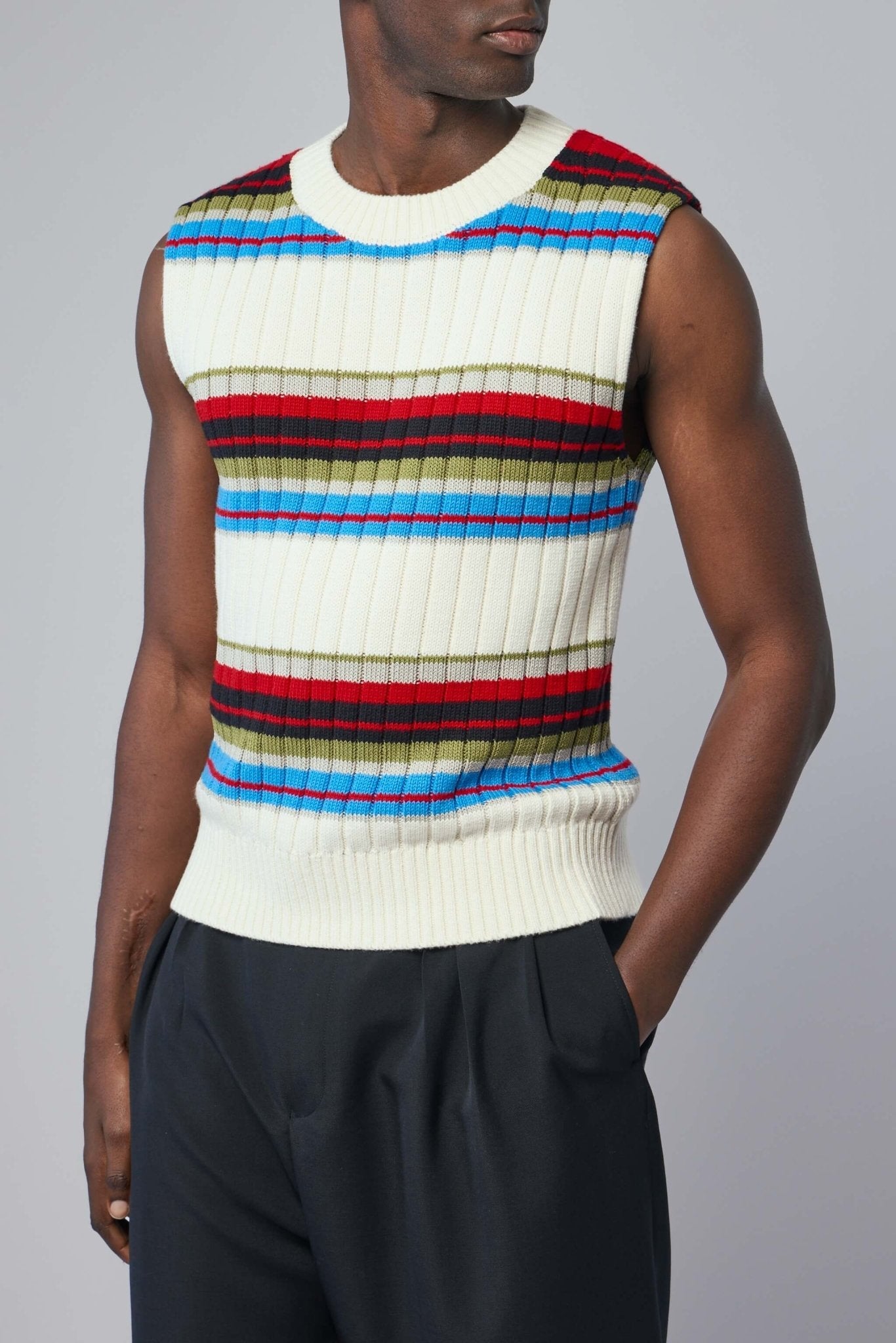 Striped Sleeveless Sweater