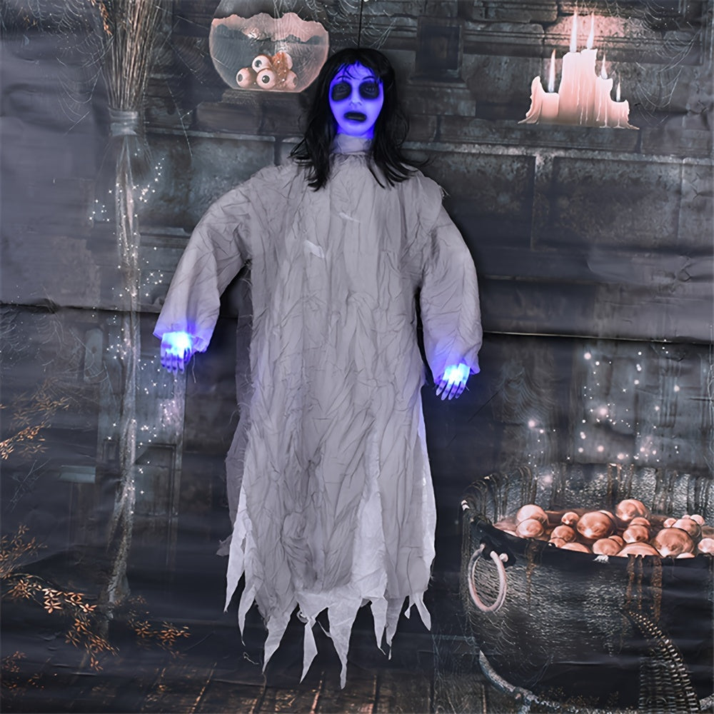 Hanging Halloween Decoration Female with Glowing Eyes
