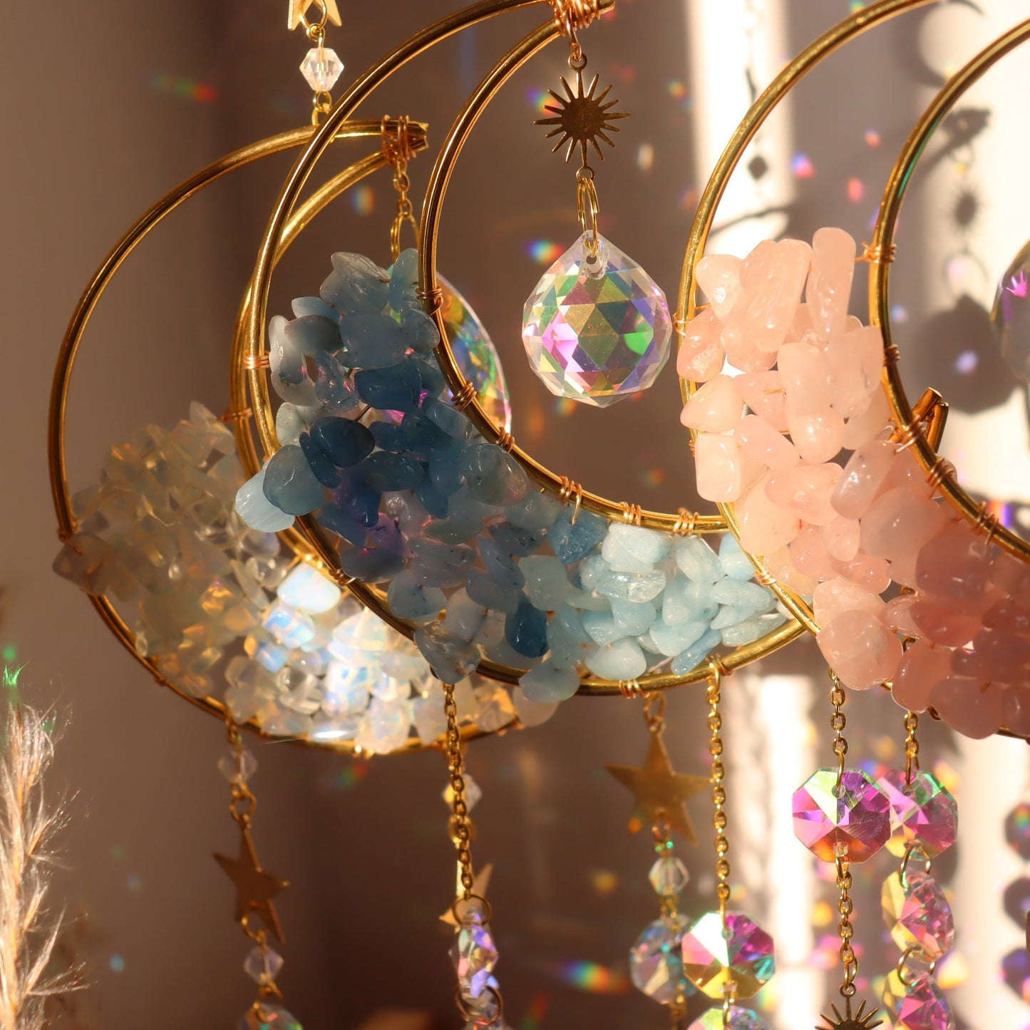 Ramadan Amethyst Crystal Half Moon Wind Chime