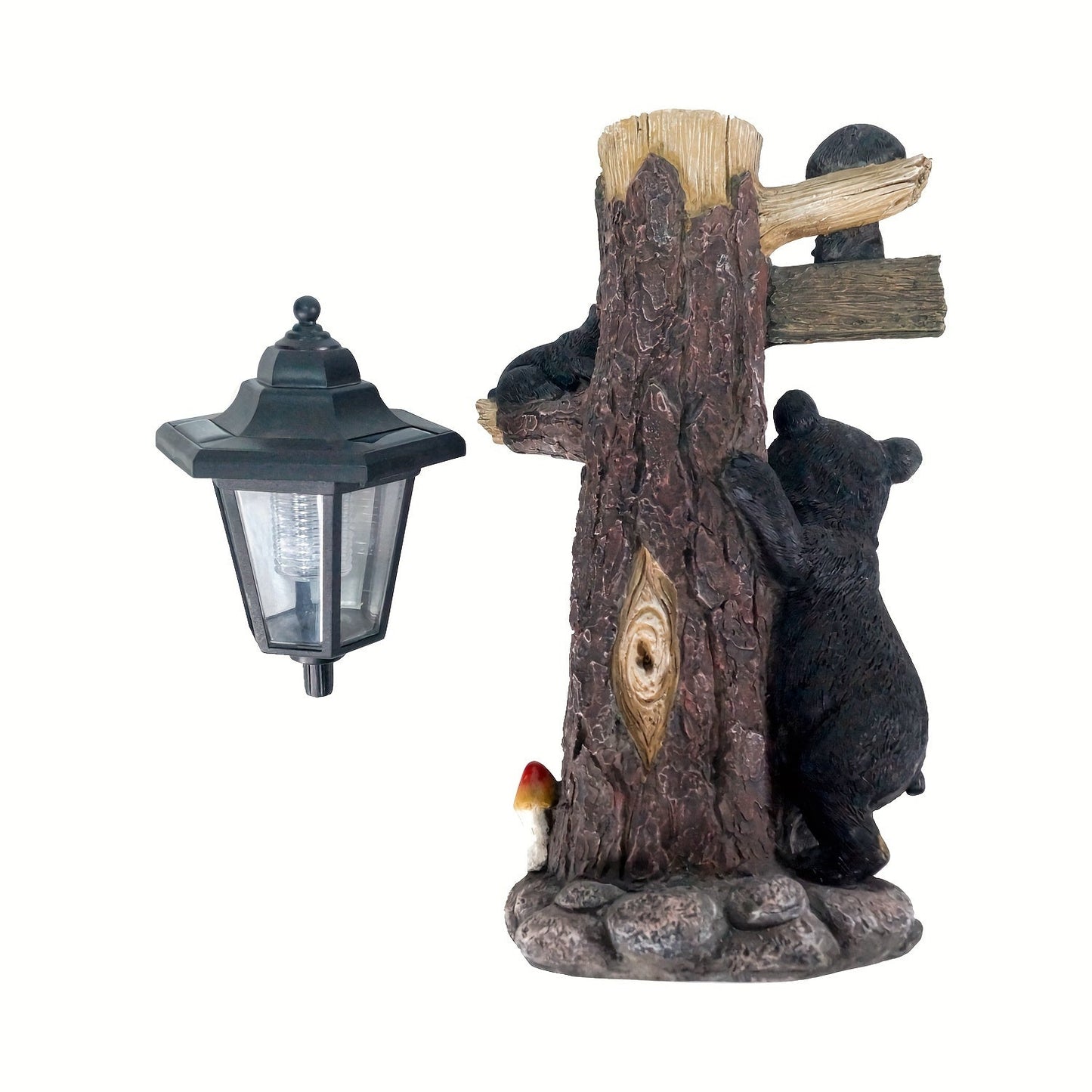 Solar Resin Bear Statue with LED Lights