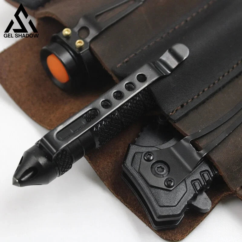 GS253-EDC Pocket Tactical Leather Sheath for Knifes Pen Flashlight Keys
