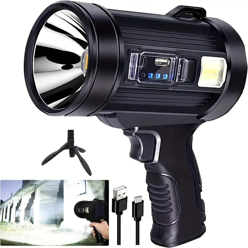 Ultra Bright Rechargeable Spotlight Flashlight with Color Filters - Perfect for Camping