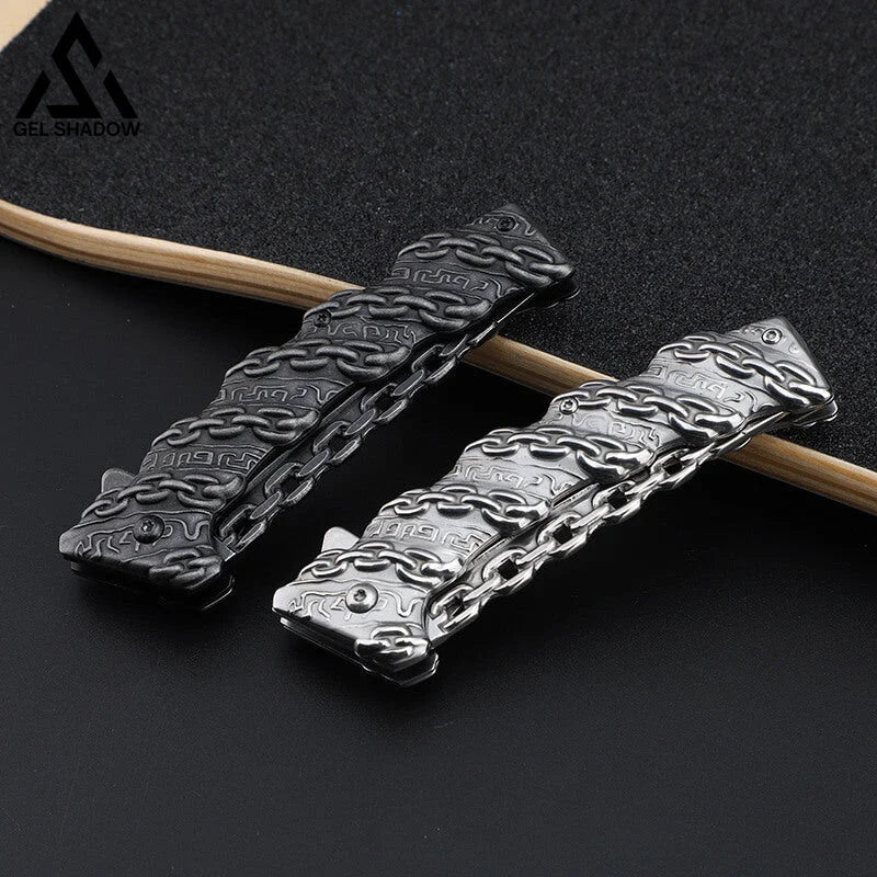 Embossed Chain Folding Knife-GS27