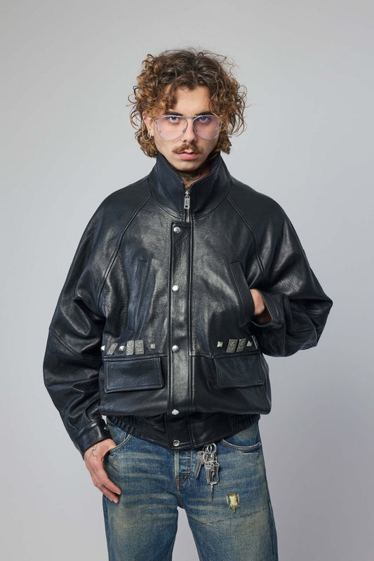 Prince Phillips Childhood Studded Leather Jacket