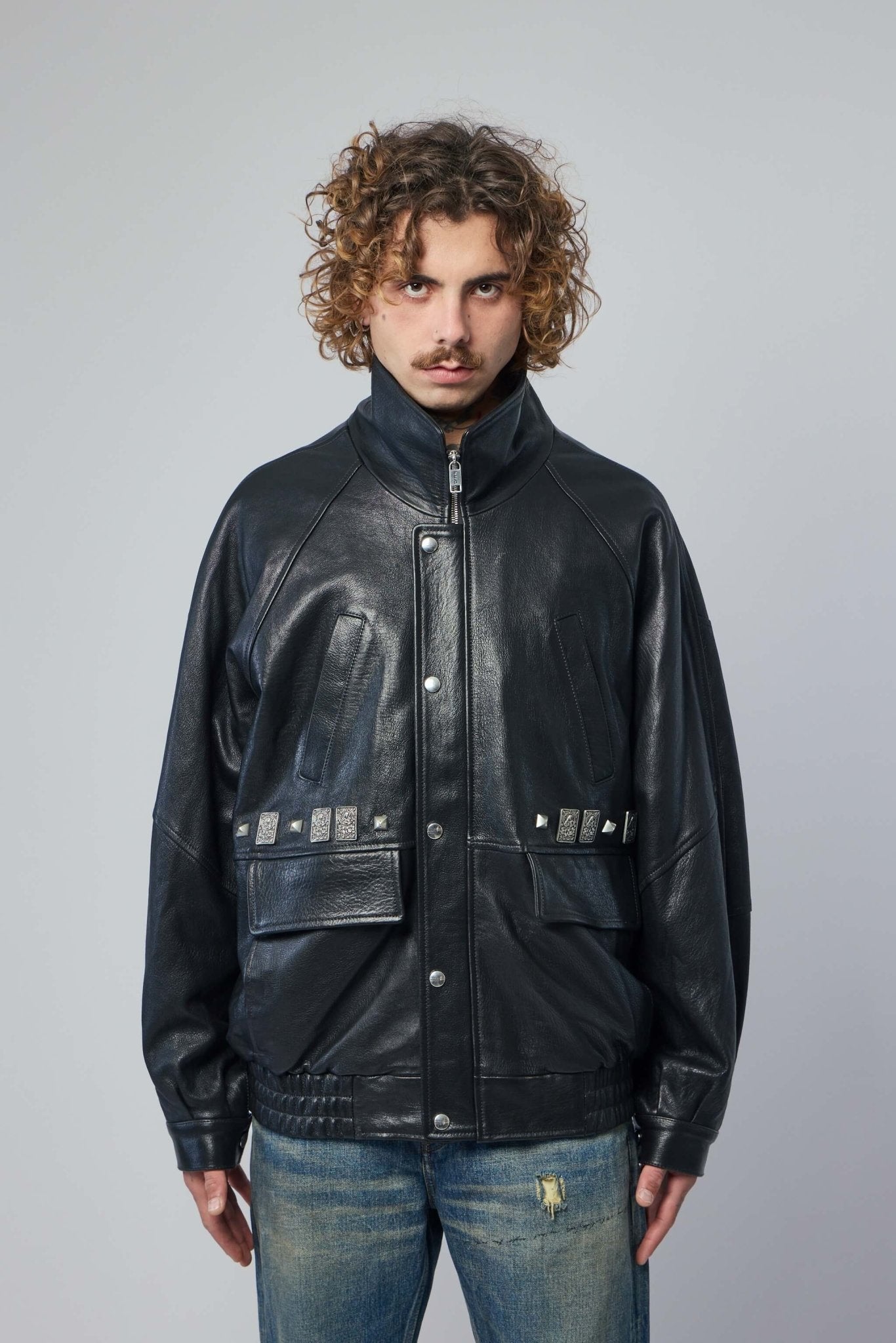 Prince Phillips Childhood Studded Leather Jacket
