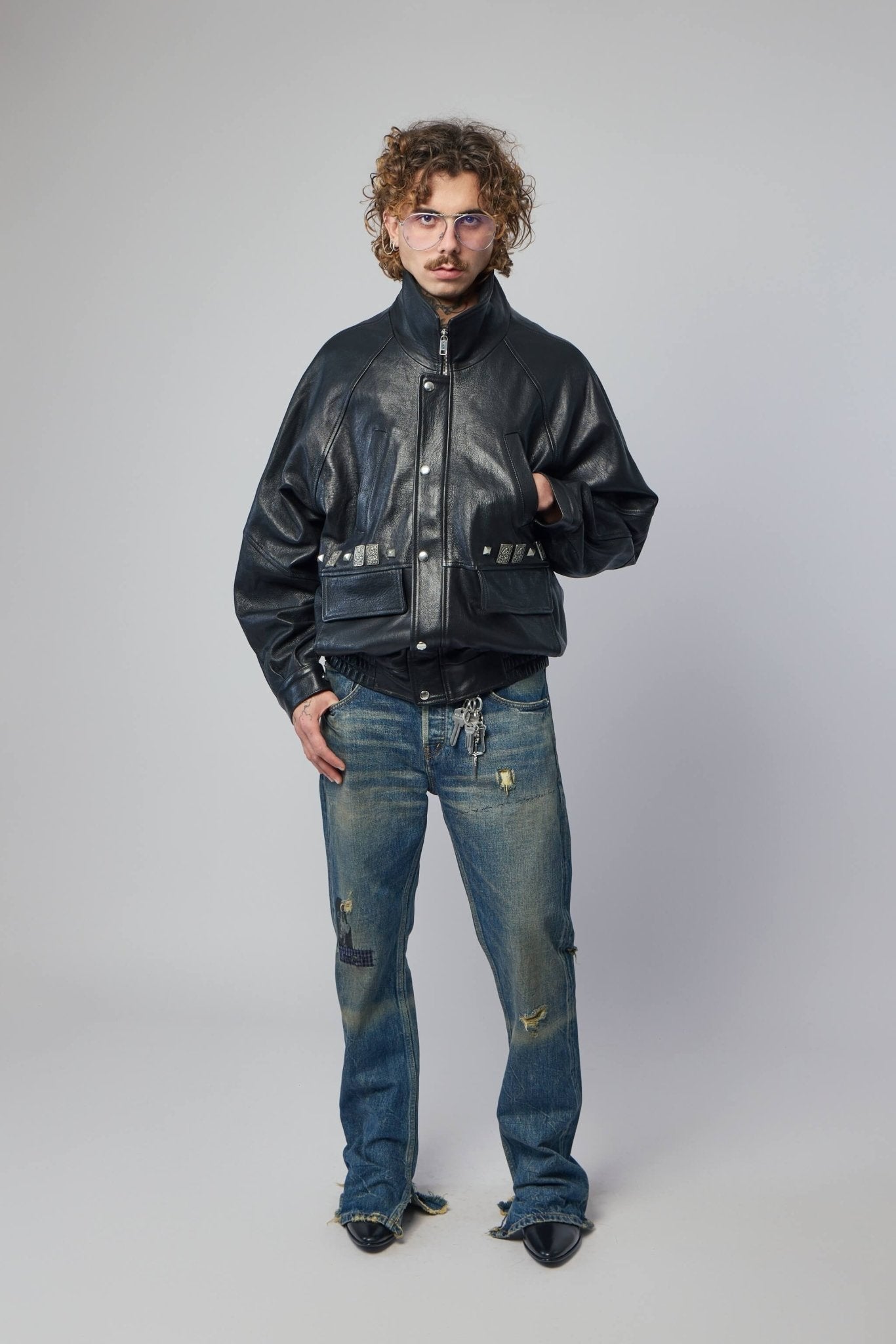 Prince Phillips Childhood Studded Leather Jacket