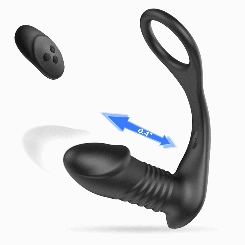 10 Thrilling Vibration 3 Thrusting Silicone Remote Control Cock Ring Anal Vibrator - Vibrator product image for intimate well