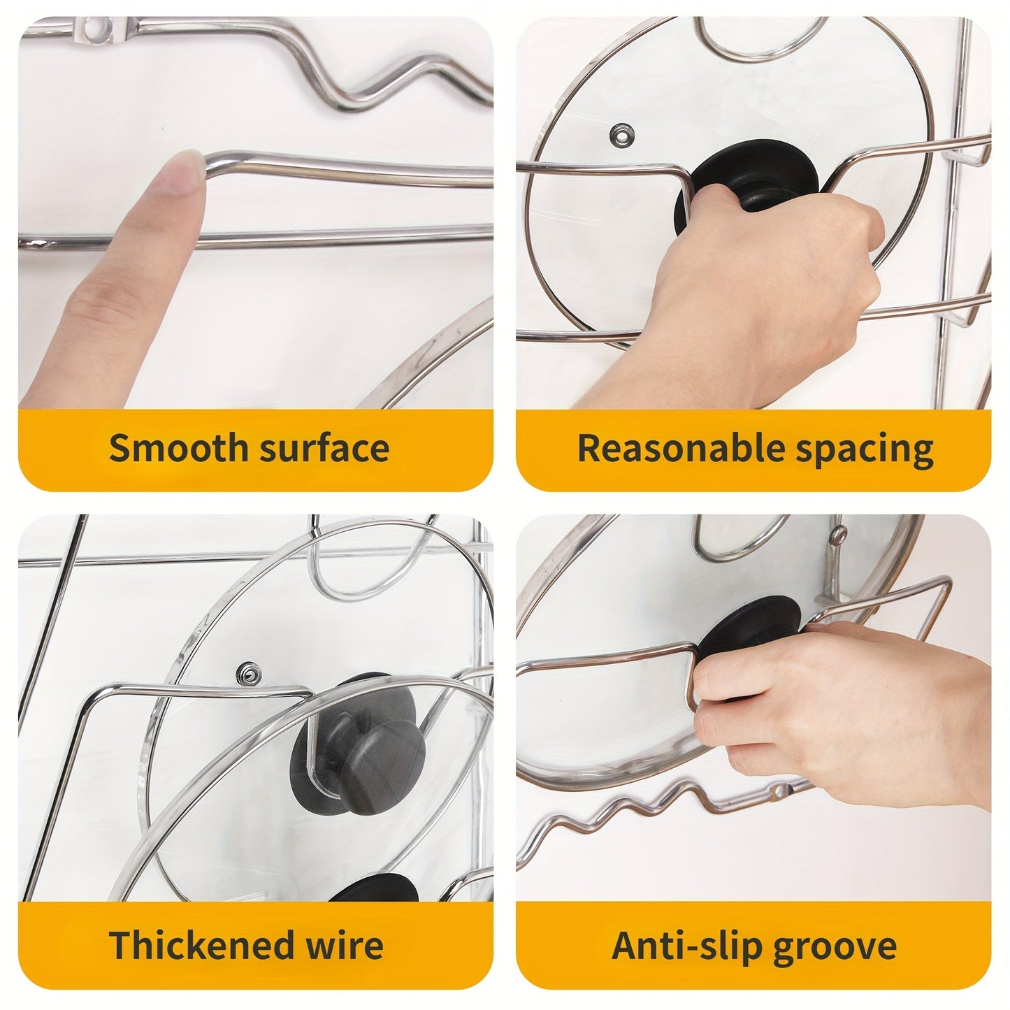 Wall-Mounted Multifunctional Kitchen Pot and Lid Rack