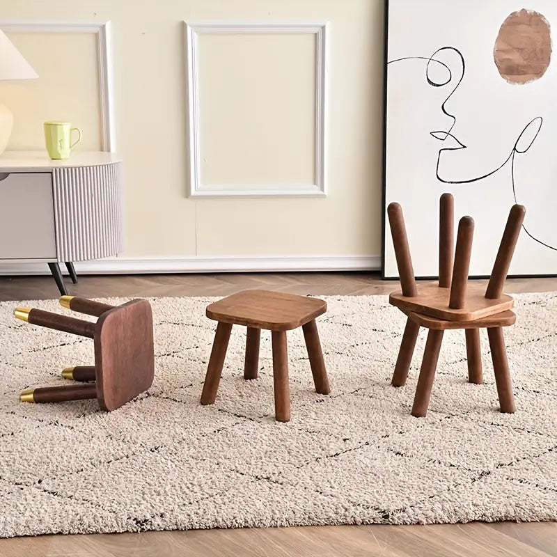 1pc Wood Shoe Stool - Walnut