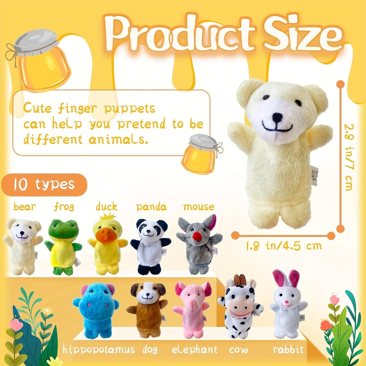 10pcs Mini Animal Finger Puppets Set for Kids