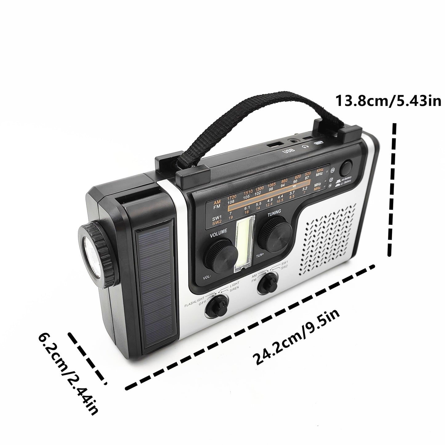 Multi-Band Solar Emergency Radio with Flashlight