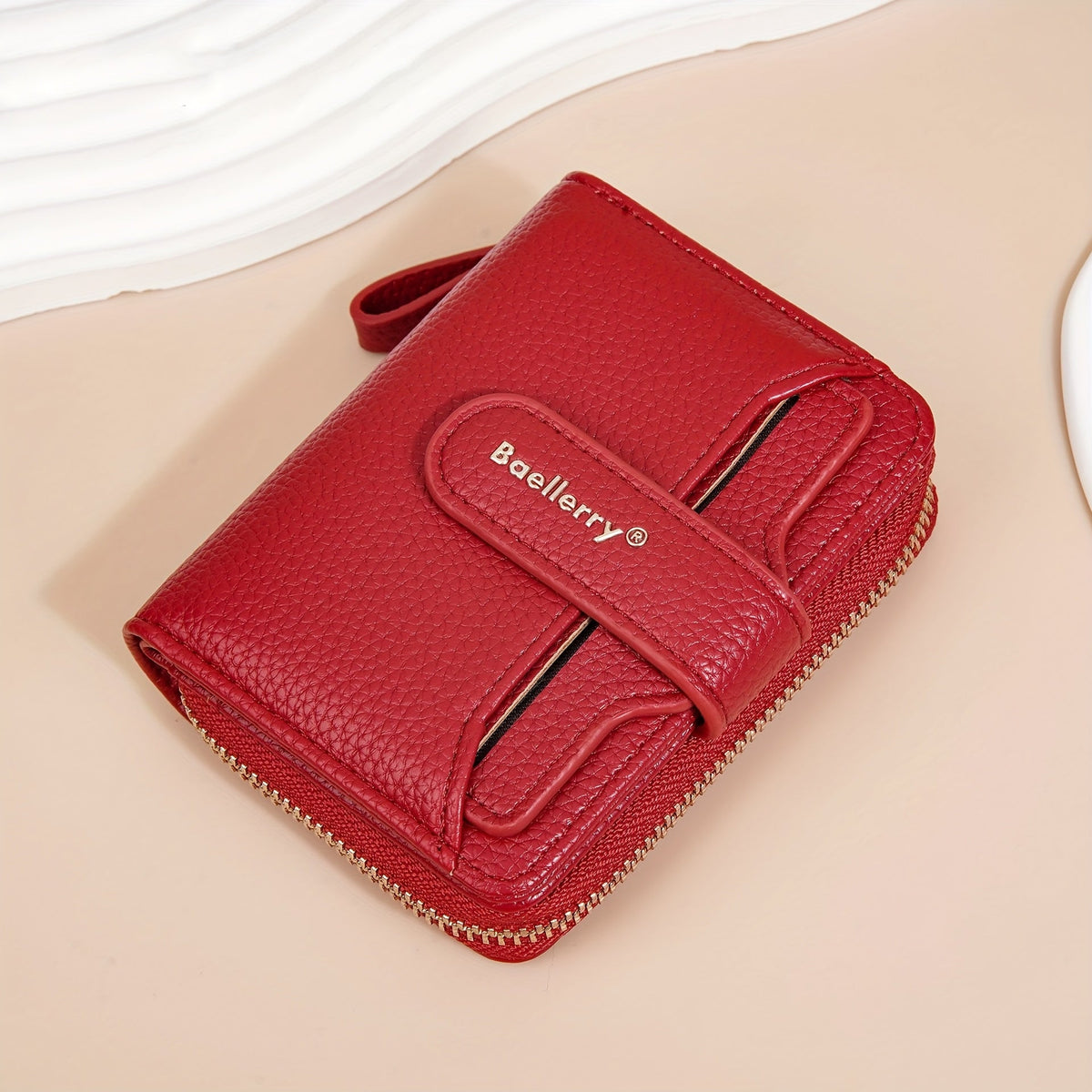 Compact Zip Bifold Wallet with Snap Card Flap and ID Windows