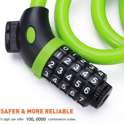 Famistar 4 Feet 5 Digit Resettable Combination Coiling Bike Chain Lock