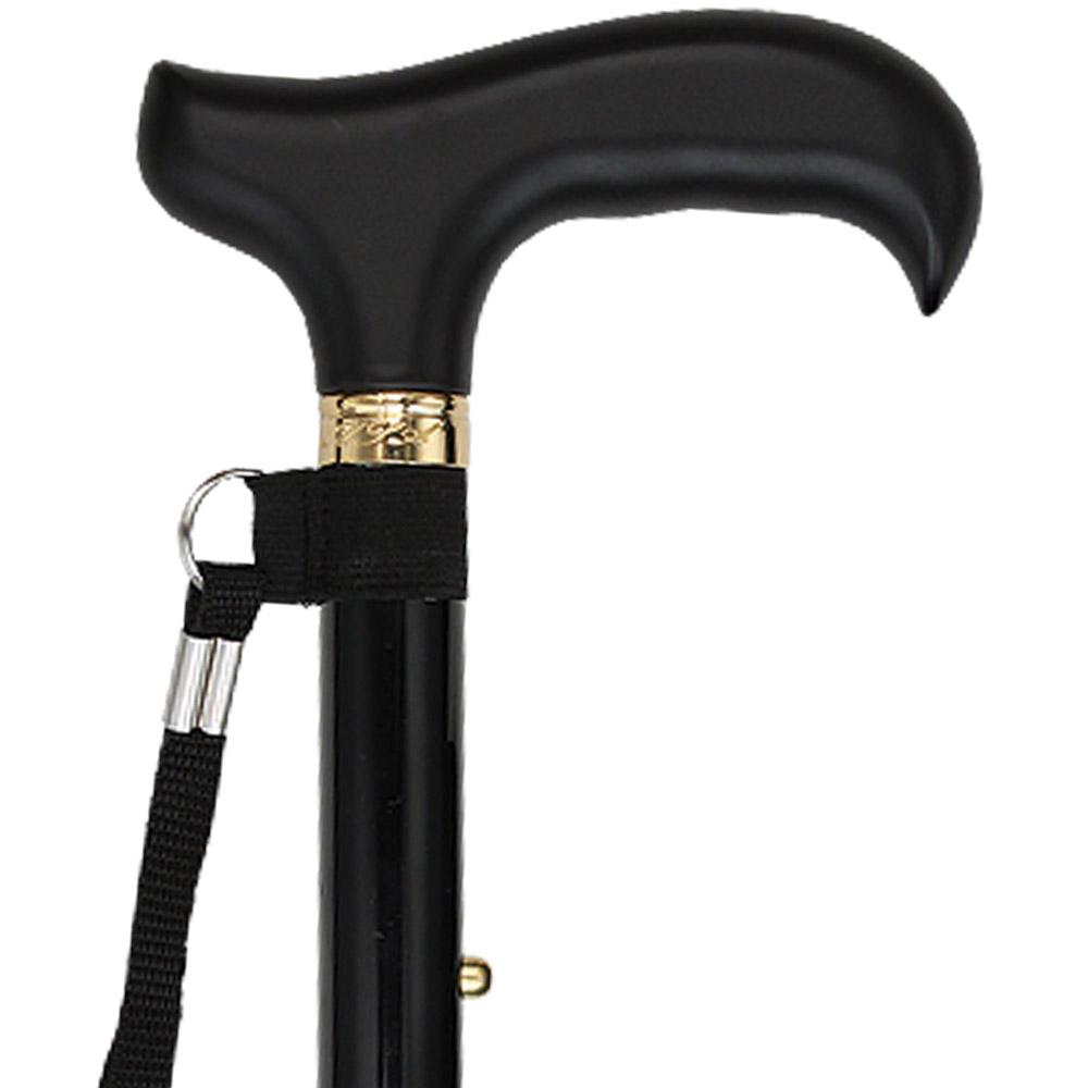 Fashionable Canes Black Adjustable Folding Derby Cane with SafeTbase