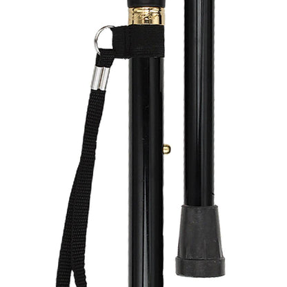Fashionable Canes Black Adjustable Folding Derby Cane with SafeTbase