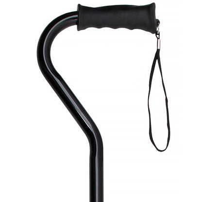Black Aluminum Offset Cane - Adjustable w/ SafeTbase