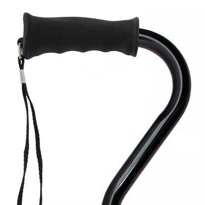 Black Aluminum Offset Cane - Adjustable w/ SafeTbase