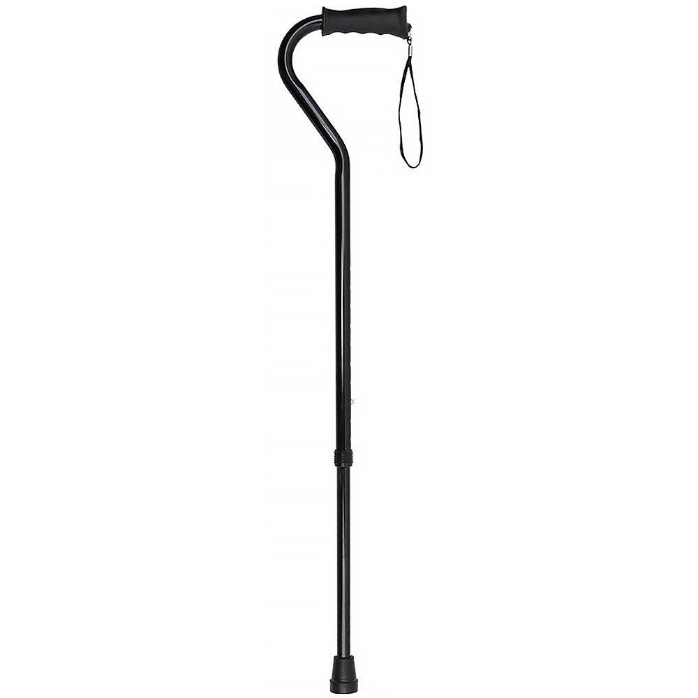 Black Aluminum Offset Cane - Adjustable w/ SafeTbase