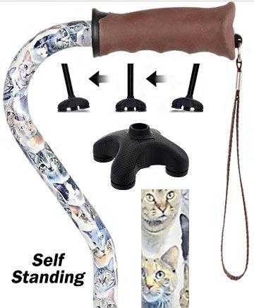 Cats Adjustable Offset Walking Cane with Comfort Grip w/ SafeTbase