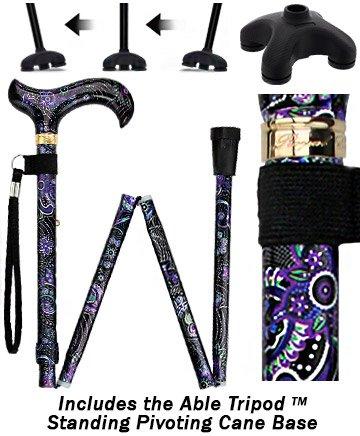 Purple Majesty Designer Folding Cane w/ SafeTbase- Adjustable