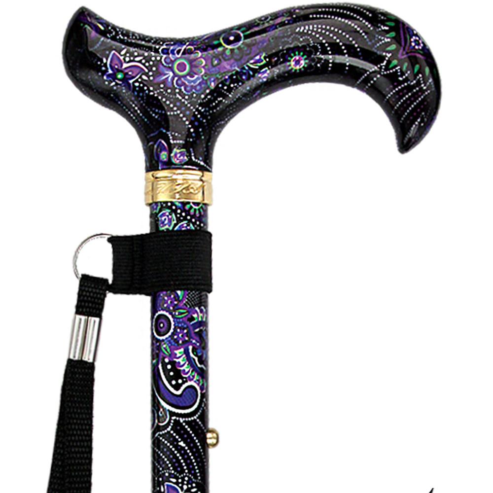 Purple Majesty Designer Folding Cane w/ SafeTbase- Adjustable