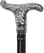 French Antique Repro Silver T-Handle Cane: Stamina Wood