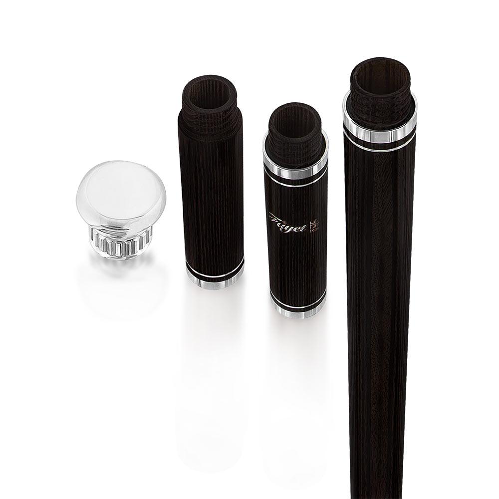 French Flask Tippling Stick: Silver Knob & Ebony-Carbon Shaft