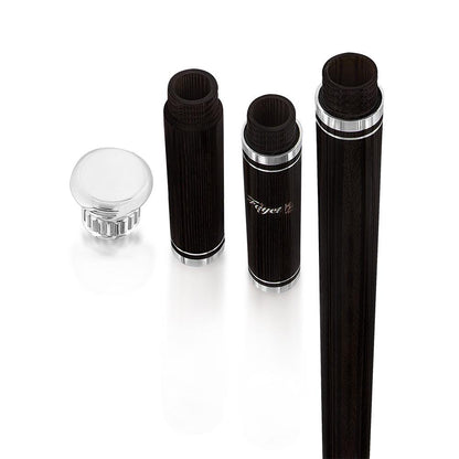 French Flask Tippling Stick: Silver Knob & Ebony-Carbon Shaft
