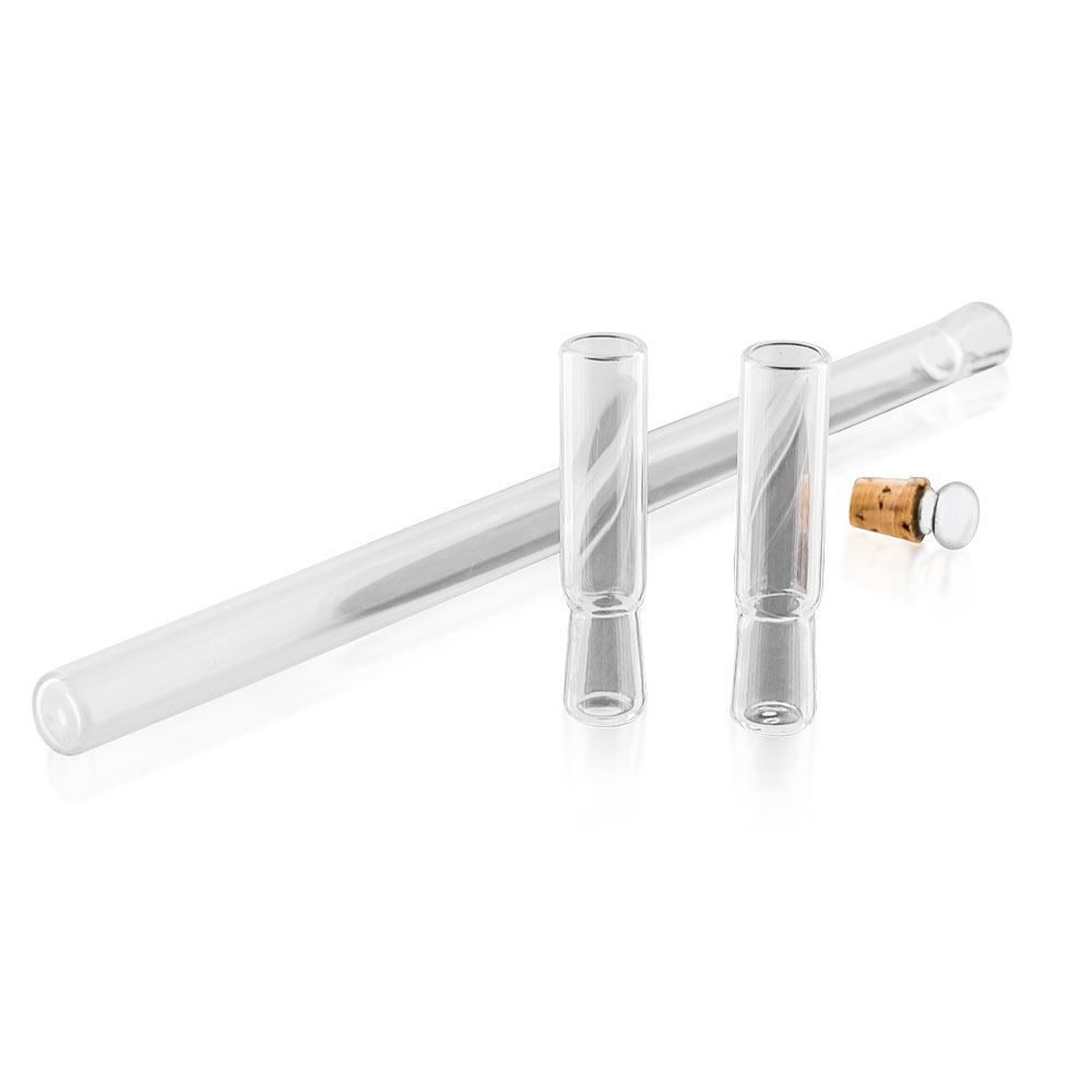 French Flask Tippling Stick: Silver Knob & Ebony-Carbon Shaft