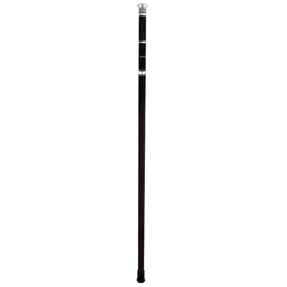 French Flask Tippling Stick: Silver Knob & Ebony-Carbon Shaft