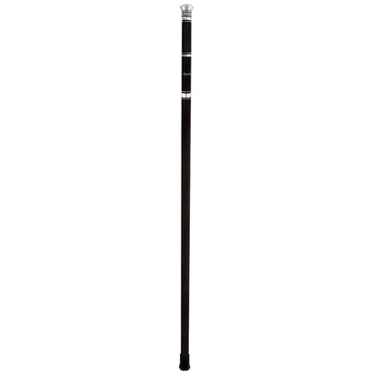 French Flask Tippling Stick: Silver Knob & Ebony-Carbon Shaft
