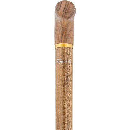 French Gadget Corkscrew Cane: Olivewood T-Handle & Maple Shaft