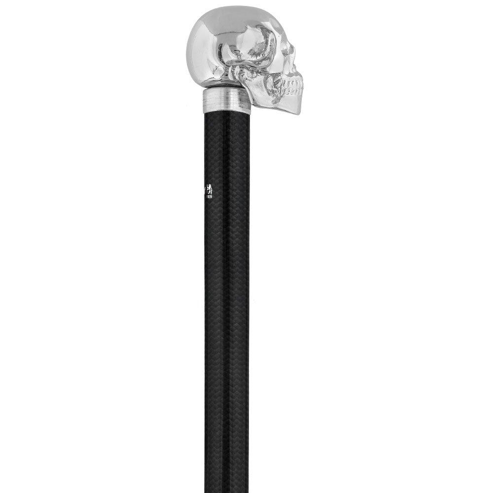 French Chrome Skull Handle Sword Stick: Carbon Fiber Shaft